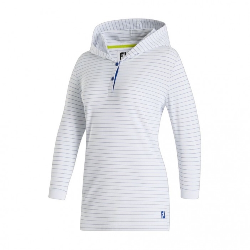 Footjoy 3/4 Sleeve Pinstripe Hettegensere Dame Hvite | NO-14BUEX