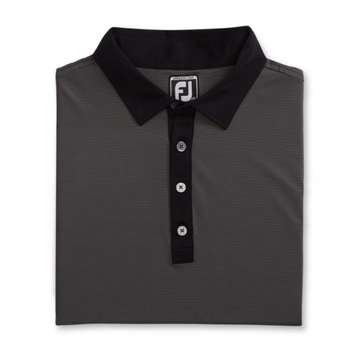 Footjoy Atletiske Fit Lisle End-On-End Self Collar Skjorte Herre Svarte Grå | NO-26KXGI