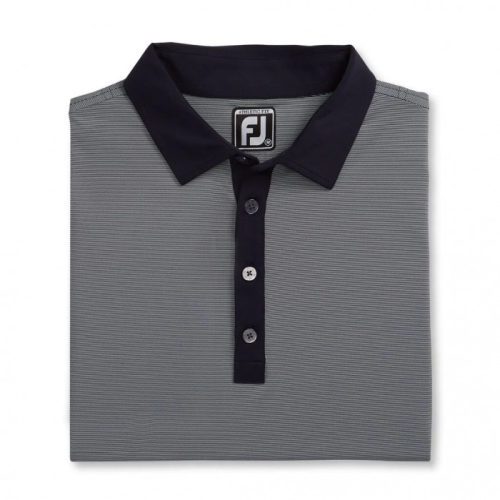 Footjoy Atletiske Fit Lisle End-On-End Self Collar Skjorte Herre Marineblå Hvite | NO-86ZSVX