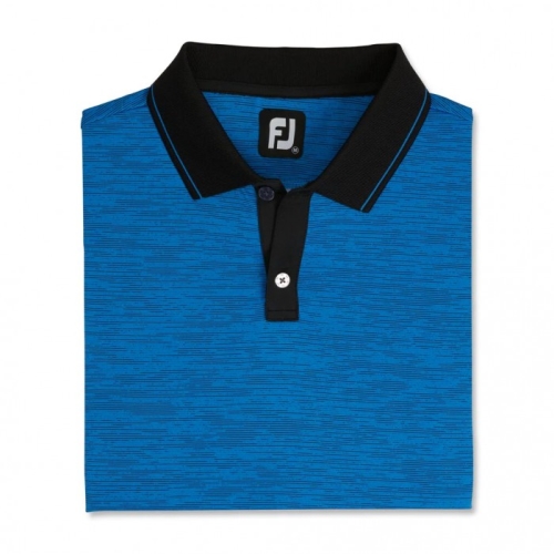 Footjoy Broken Pinstripe Lisle Knit Collar Skjorte Herre Blå Svarte | NO-14YRAJ