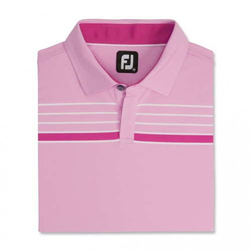 Footjoy Checker Jacquard Chest Stripe Self Collar Skjorte Herre Rosa Hvite | NO-45RKPV