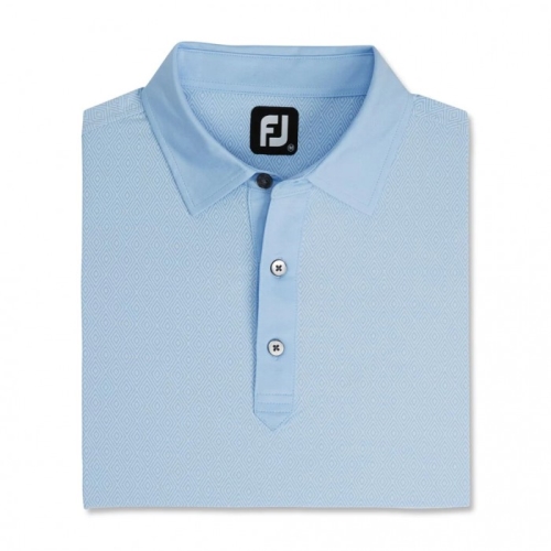 Footjoy Diamond Line Print Lisle Self Collar Skjorte Herre Hvite | NO-45CLEH