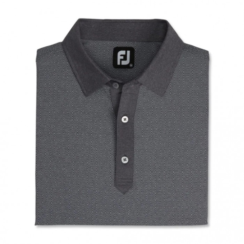 Footjoy Diamond Line Print Lisle Self Collar Skjorte Herre Svarte Hvite | NO-46IGBO