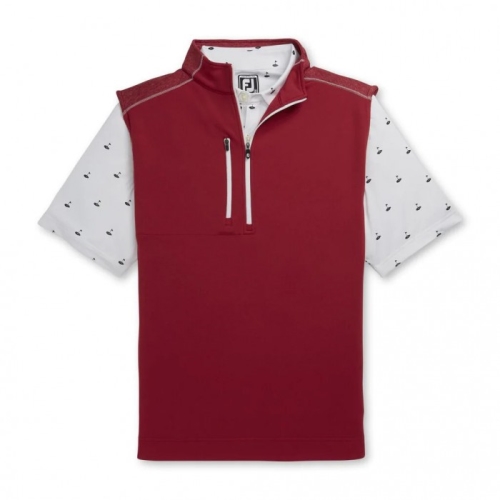 Footjoy Half-Zip Heather Blocked Vest Herre Crimson | NO-89MSPT