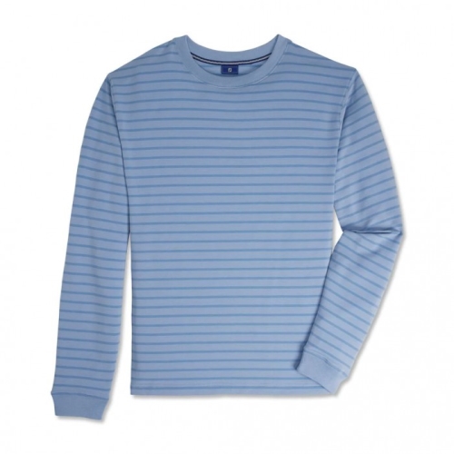 Footjoy Jersey Fleece Striped Crewneck Jakke Herre Mist / Wedgewood | NO-24BEOT