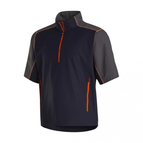 Footjoy Kort Sleeve Sports Vindskjorte Herre Marineblå Oransje | NO-17ITSG