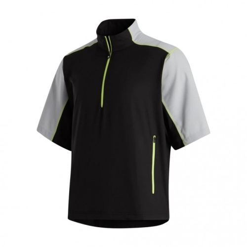 Footjoy Kort Sleeve Sports Vindskjorte Herre Svarte Sølv | NO-24KAJR