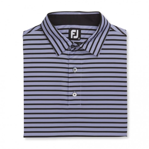 Footjoy Lisle 2-Color Stripe Self Collar Skjorte Herre Lavendel Svarte | NO-13RIQM