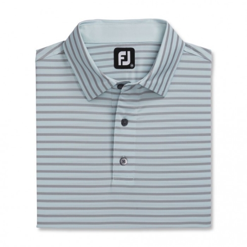 Footjoy Lisle 2-Color Stripe Self Collar Skjorte Herre Blå Grå | NO-25XABK