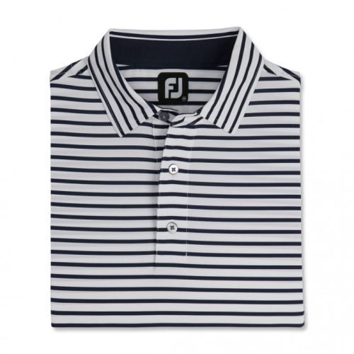 Footjoy Lisle 2-Color Stripe Self Collar Skjorte Herre Hvite Marineblå | NO-30MVRJ