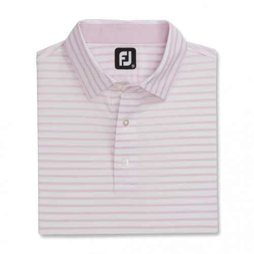 Footjoy Lisle 2-Color Stripe Self Collar Skjorte Herre Hvite Lyse Rosa | NO-41VWTP