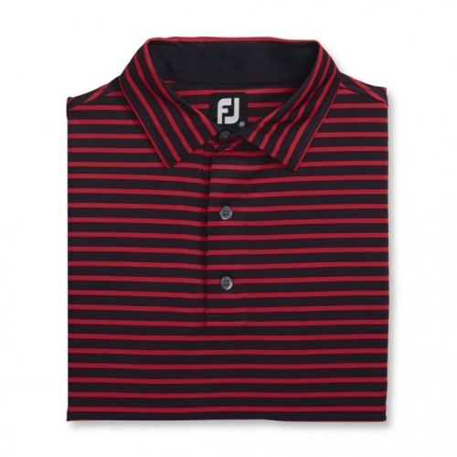 Footjoy Lisle 2-Color Stripe Self Collar Skjorte Herre Marineblå Rød | NO-57QRPC