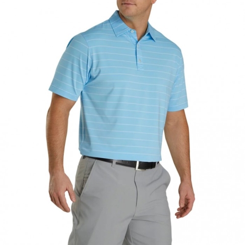 Footjoy Lisle Double Pin Stripe Self Collar Skjorte Herre Caribbean | NO-47ECMH