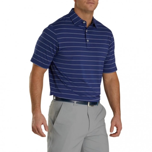 Footjoy Lisle Double Pin Stripe Self Collar Skjorte Herre Twilight | NO-60MSAX