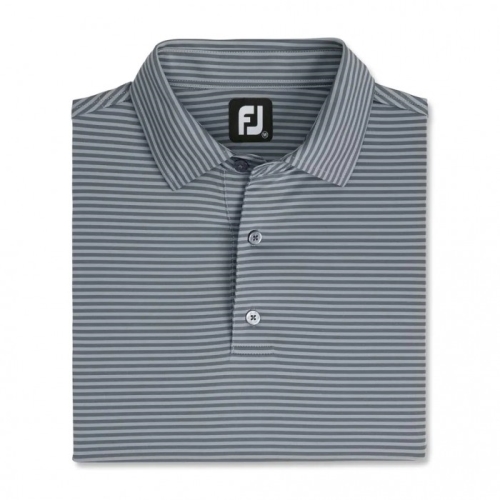 Footjoy Lisle Feeder Stripe Self Collar Skjorte Herre Grå | NO-45NTGR