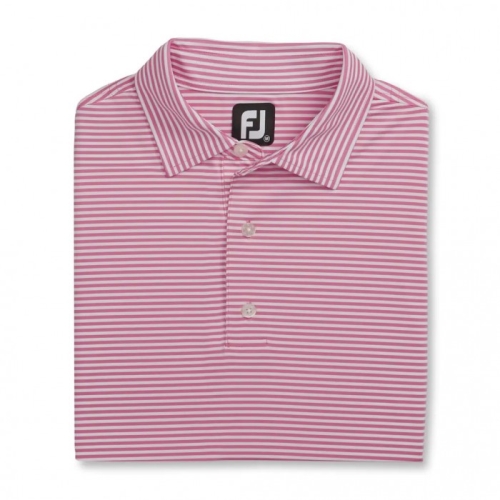 Footjoy Lisle Feeder Stripe Self Collar Skjorte Herre Rosa Hvite | NO-68ANDX