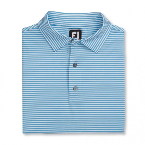 Footjoy Lisle Feeder Stripe Self Collar Skjorte Herre Blå Hvite | NO-90YURG