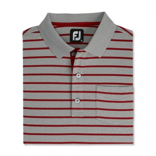 Footjoy Nautical Stripe Lisle Self Collar Skjorte Herre Grå | NO-67ICVB