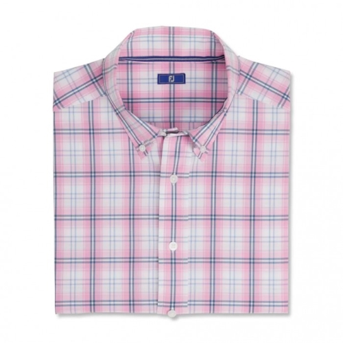 Footjoy Performance Tartan Plaid Skjorte Herre Rosa | NO-20TIDG