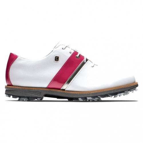 Footjoy Premiere Series - Traditional Spikes Golfsko Dame Hvite Fuchsia Sølv | NO-67SZHB