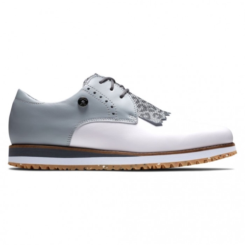 Footjoy Sports Retro - Kiltie Spikeless Golfsko Dame Hvite Lyse Grå | NO-09PJLE