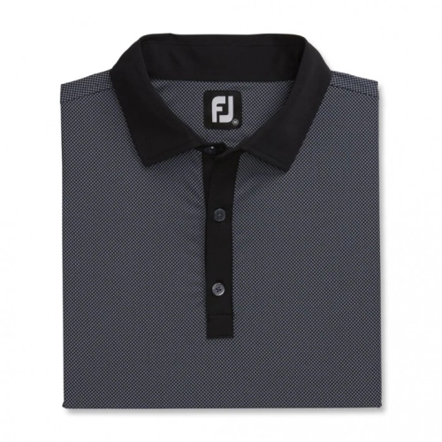 Footjoy Stretch Lisle Mini Check Print Skjorte Herre Svarte | NO-30KIAH