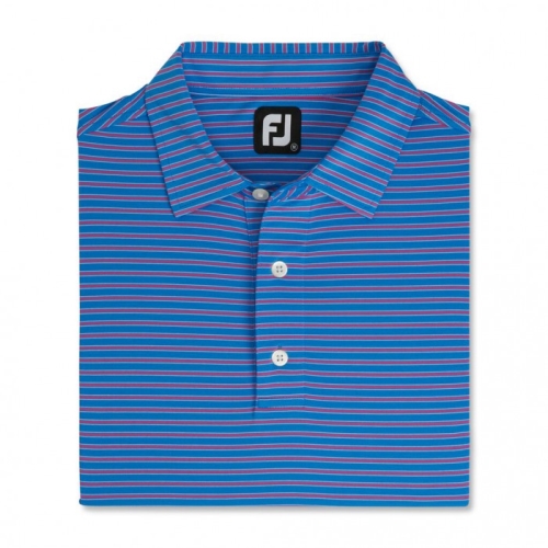 Footjoy Stretch Lisle Pinstripe Skjorte Herre Blå Rosa Hvite | NO-32TVLR