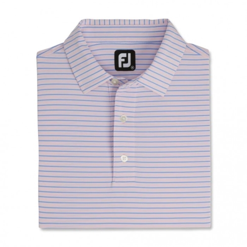 Footjoy Stretch Lisle Pinstripe Skjorte Herre Rosa Blå Hvite | NO-75IAQT