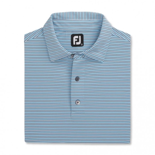 Footjoy Stretch Lisle Pinstripe Skjorte Herre Lyse Blå Hvite Marineblå | NO-79NJQC