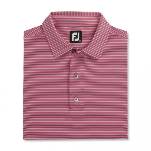 Footjoy Stretch Lisle Pinstripe Skjorte Herre Rosa Hvite Marineblå | NO-91ENUM