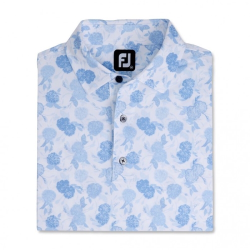 Footjoy Vintage Floral Print Lisle Self Collar Skjorte Herre Sky | NO-92CMBS