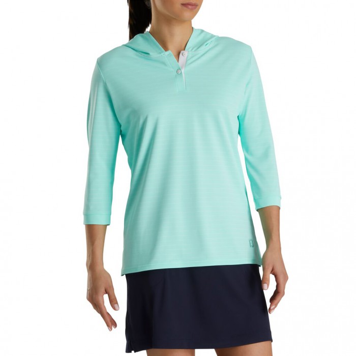 Footjoy 3/4 Sleeve Pinstripe Hettegensere Dame Aquamarine | NO-61HXCV