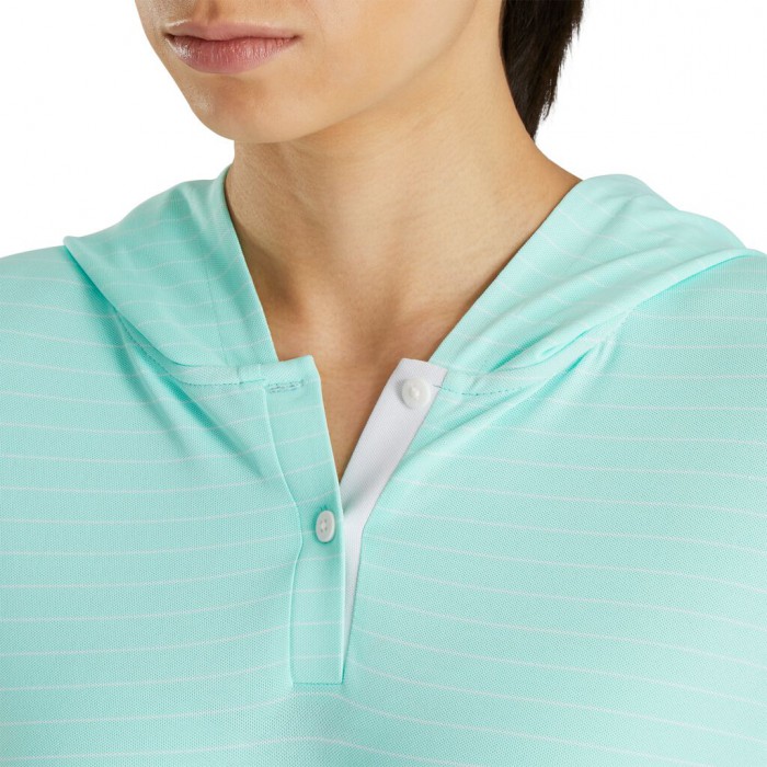 Footjoy 3/4 Sleeve Pinstripe Hettegensere Dame Aquamarine | NO-61HXCV