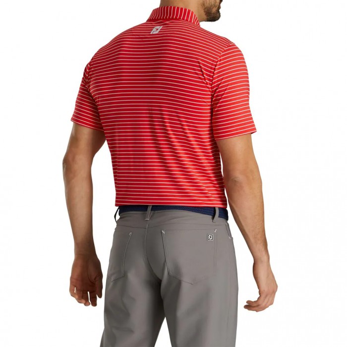 Footjoy Atletiske Fit Classic Stripe Self Collar Skjorte Herre Rød Hvite | NO-75HLME