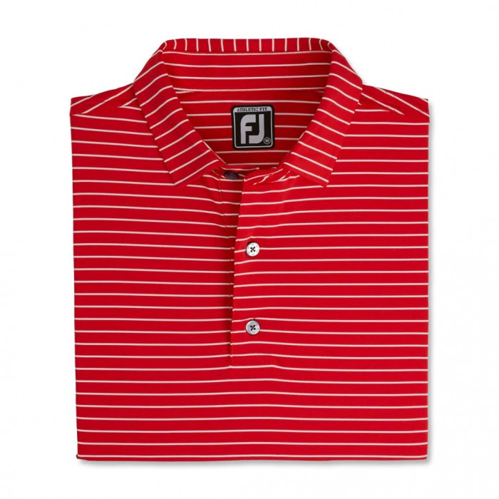 Footjoy Atletiske Fit Classic Stripe Self Collar Skjorte Herre Rød Hvite | NO-75HLME