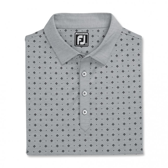 Footjoy Atletiske Fit Deco Print Self Collar Skjorte Herre Grå Svarte | NO-14CTBM