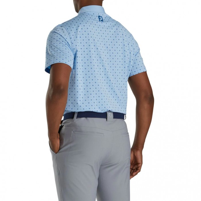 Footjoy Atletiske Fit Deco Print Self Collar Skjorte Herre Lyse Blå Marineblå | NO-46ZINA