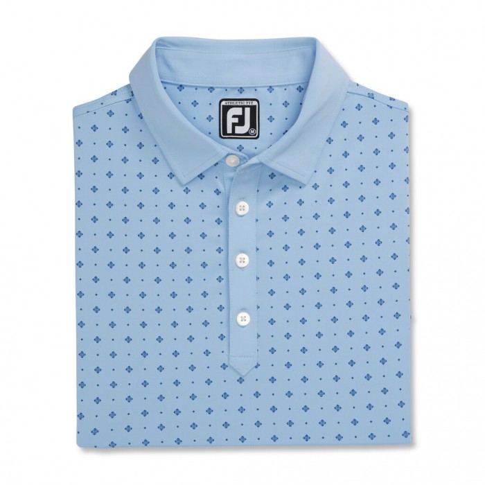 Footjoy Atletiske Fit Deco Print Self Collar Skjorte Herre Lyse Blå Marineblå | NO-46ZINA