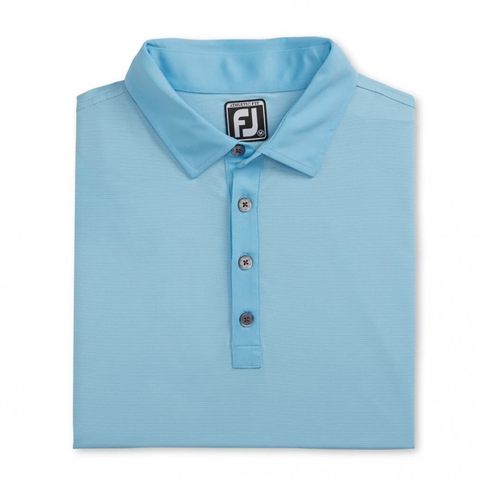 Footjoy Atletiske Fit Lisle End-On-End Self Collar Skjorte Herre Lyse Blå Hvite | NO-10GFVH