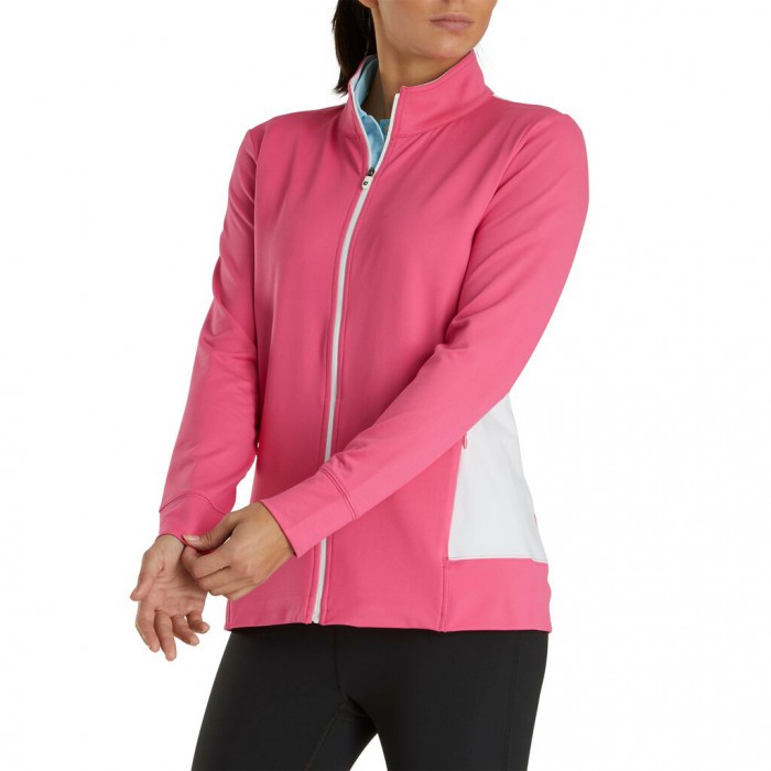 Footjoy Full-Zip Panel Pocket Mid Layer Jakke Dame Rosa Hvite | NO-54MYGR