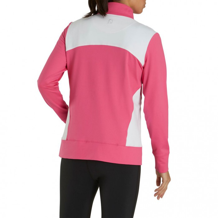 Footjoy Full-Zip Panel Pocket Mid Layer Jakke Dame Rosa Hvite | NO-54MYGR