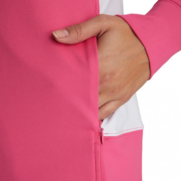 Footjoy Full-Zip Panel Pocket Mid Layer Jakke Dame Rosa Hvite | NO-54MYGR