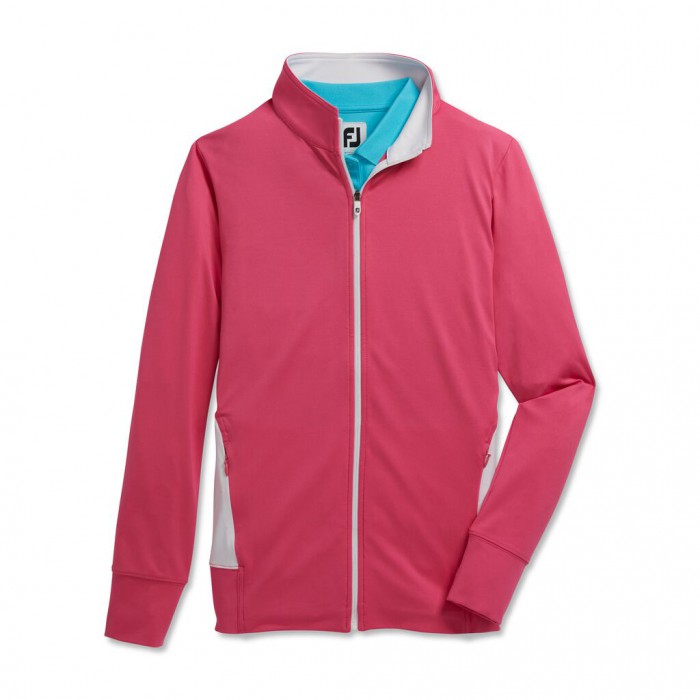 Footjoy Full-Zip Panel Pocket Mid Layer Jakke Dame Rosa Hvite | NO-54MYGR