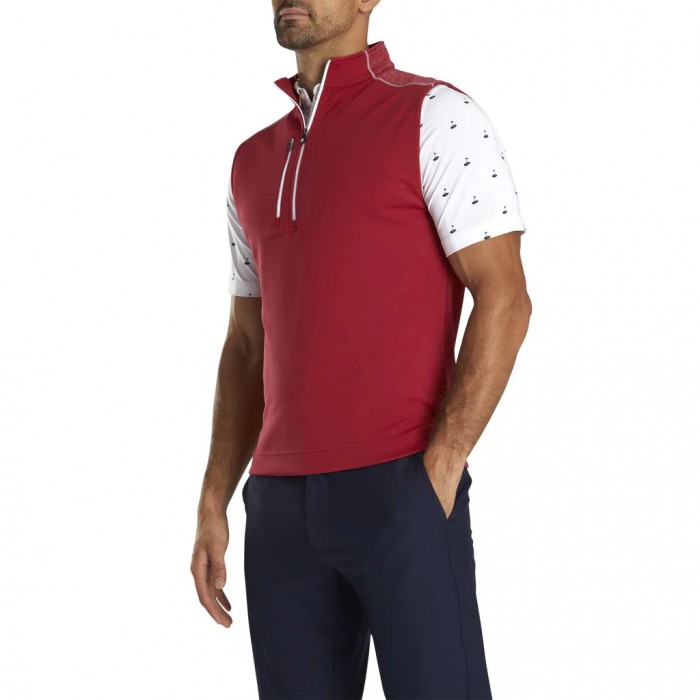 Footjoy Half-Zip Heather Blocked Vest Herre Crimson | NO-89MSPT