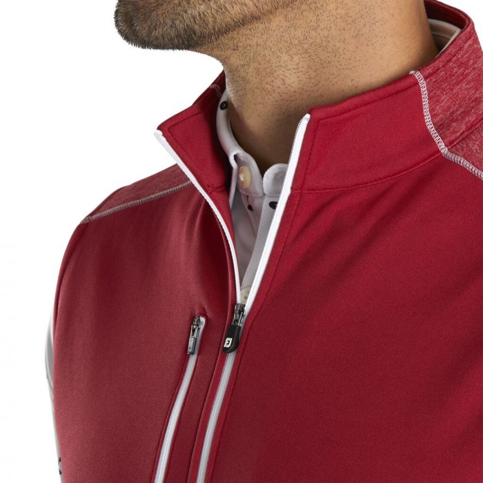 Footjoy Half-Zip Heather Blocked Vest Herre Crimson | NO-89MSPT