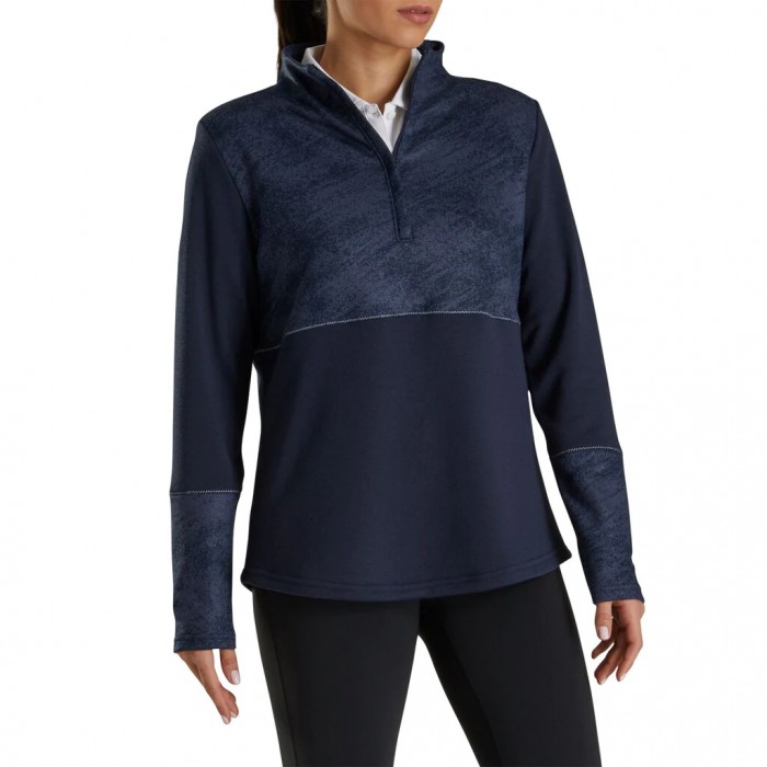 Footjoy Half-Zip Piece Block Mid-Layer Jakke Dame Marineblå | NO-06DEMI