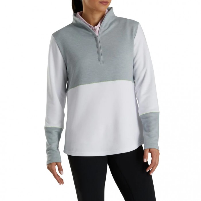 Footjoy Half-Zip Piece Block Mid-Layer Jakke Dame Grå Hvite | NO-51RPNY