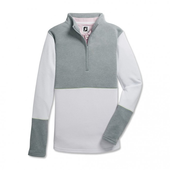 Footjoy Half-Zip Piece Block Mid-Layer Jakke Dame Grå Hvite | NO-51RPNY