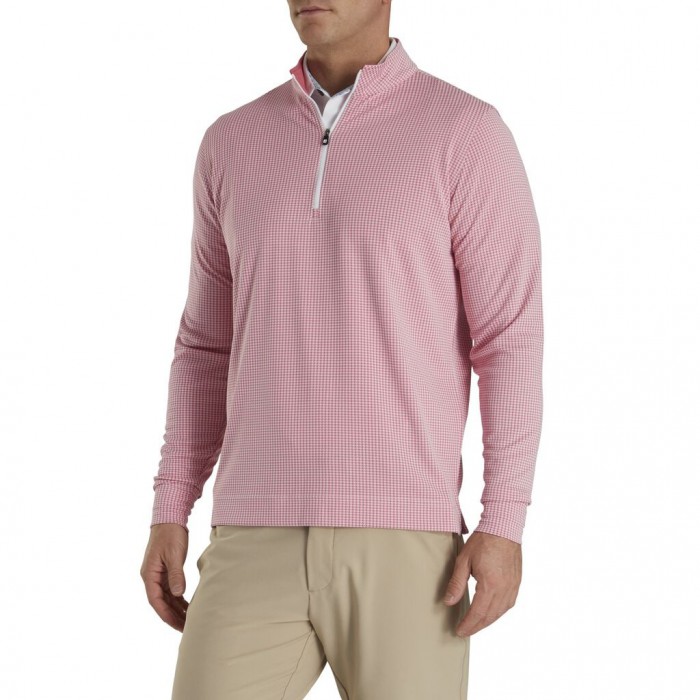 Footjoy Houndstooth Jacquard Quarter-Zip Jakke Herre Rød Hvite | NO-27XFBO