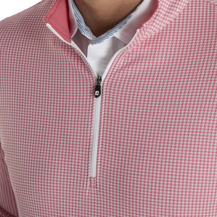 Footjoy Houndstooth Jacquard Quarter-Zip Jakke Herre Rød Hvite | NO-27XFBO